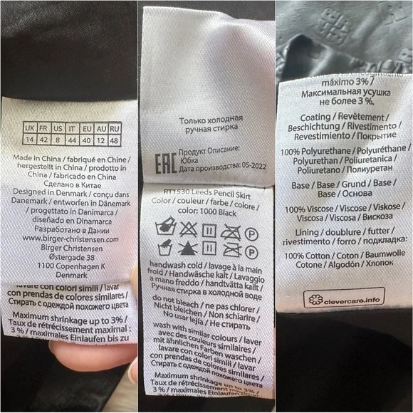 ROTATE Birger Christensen Skirt Leeds Pencil Midi Faux Leather Logo Black 8 - Picture 10 of 12